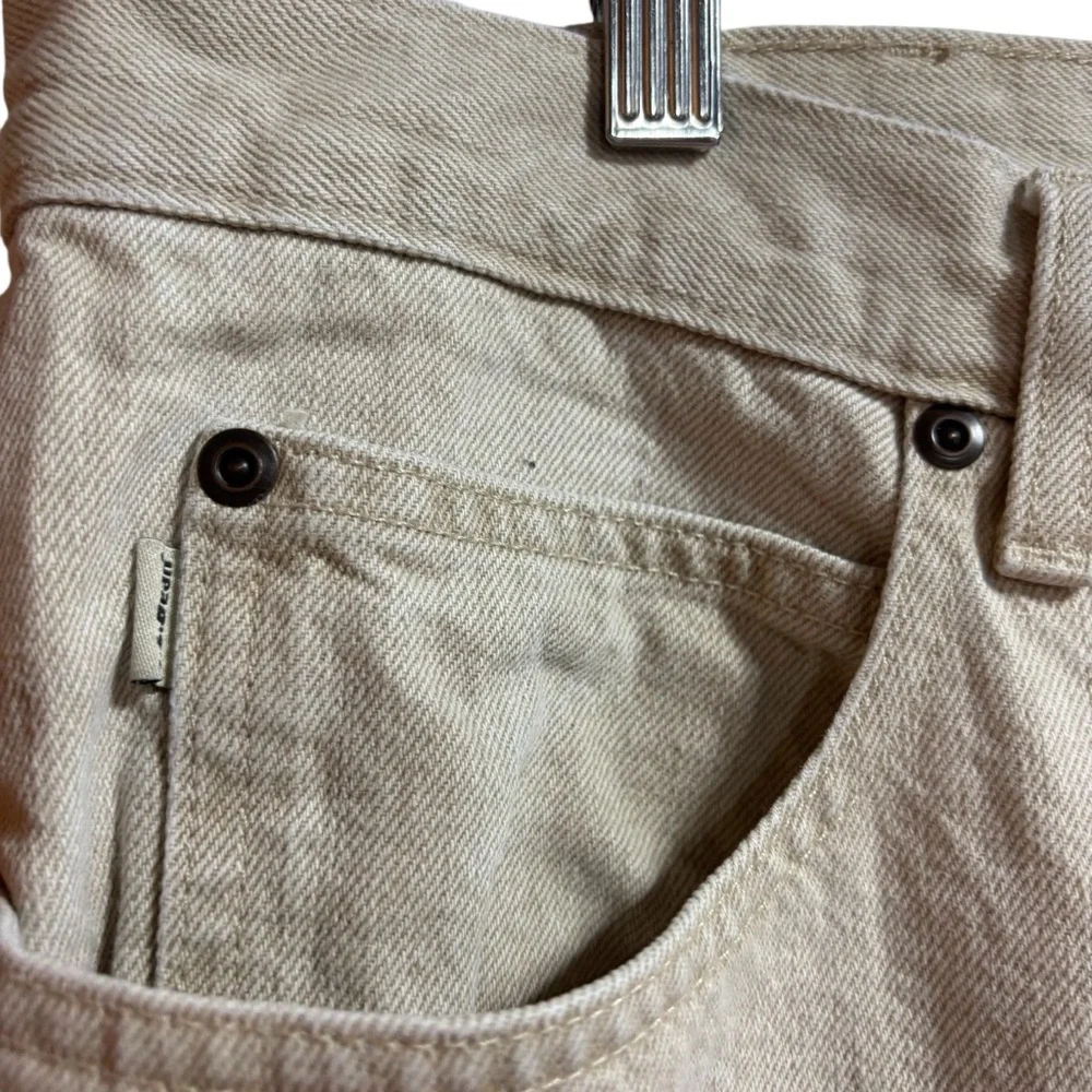 LL Bean Classic Fit‎ Flannel Lined Jeans Tan Plaid Mens Straight Leg Denim #700